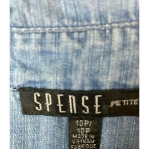 Spense Size 10 Petite Womens Crop Jumpsuit Light Wash Elastic Waist Shor… - Picture 6 of 7